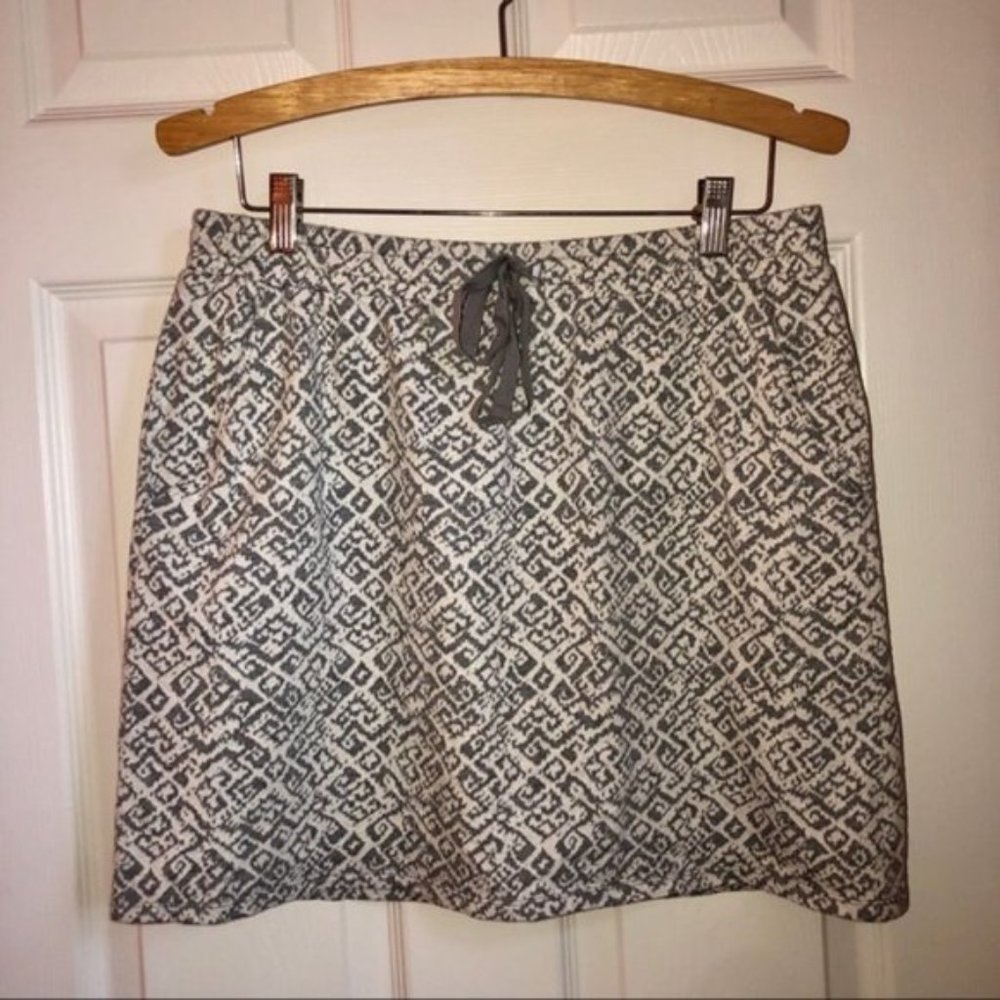 Ann Taylor Loft Grey & White Printed Tie Skirt